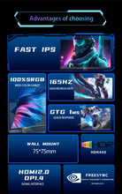 Load image into Gallery viewer, MKH 24X GAMING MONITOR (no Speakers) FHD 1920X1080 165hz 1ms IPS HDR ADAPTIVE SYNC